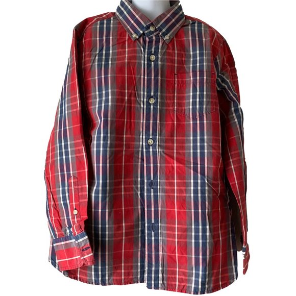 CREWCUTS cotton madras patterned shirt size 10 - Picture 1 of 12